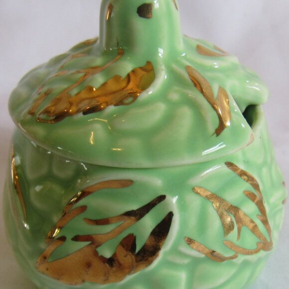 Vintage Wade Emerald Gold Bramble Condiment Set, Made in England, 5 pc Set  b222 - Picture 8 of 9